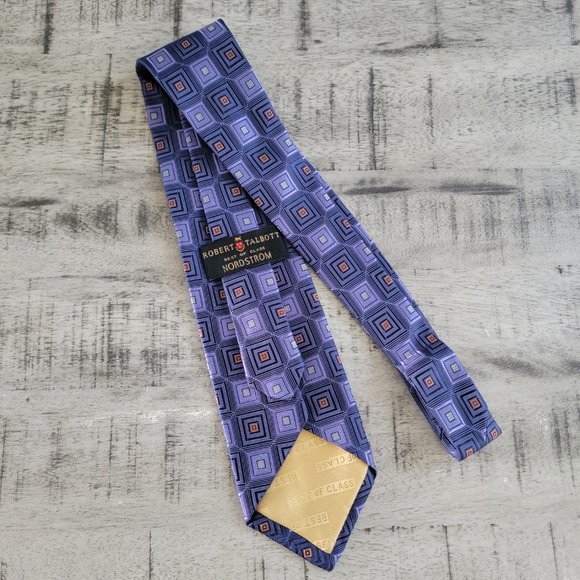 Robert Talbott Lavender Navy and Gray Geometric Print Silk Tie 56.… - Picture 3 of 9